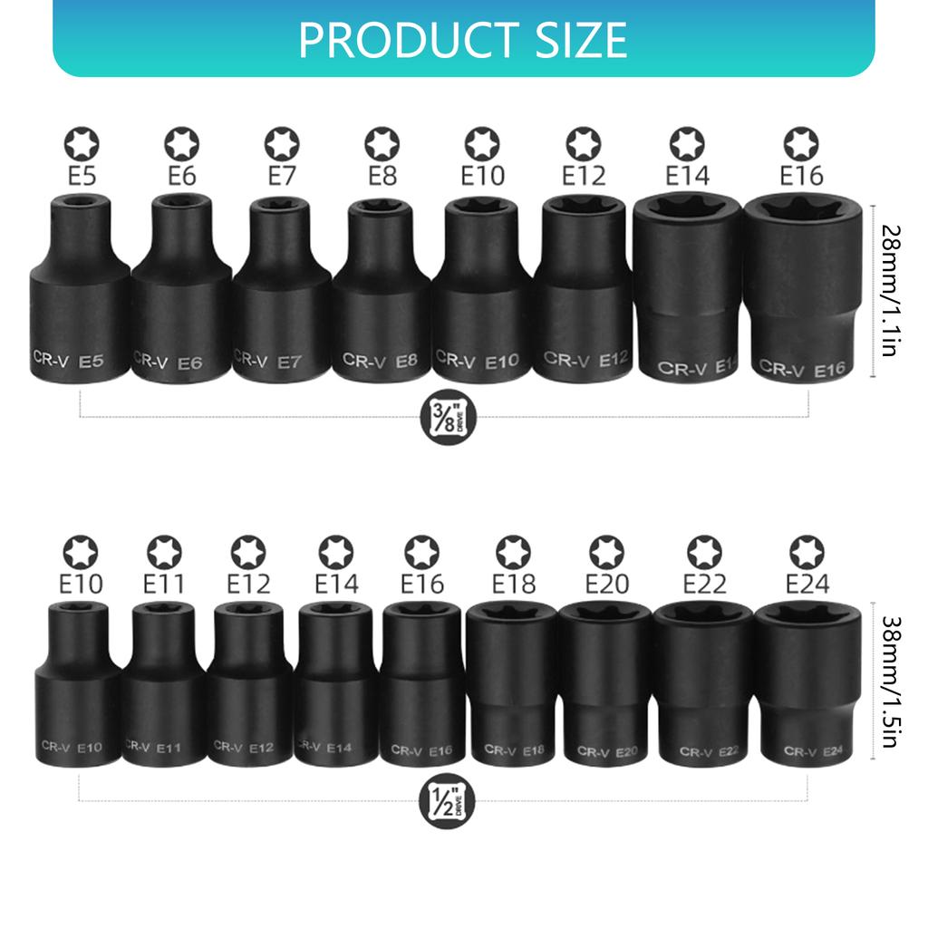 Bolt Nut Driver Bit 1/2inch 3/8inch Drive Hexagonal Shank Wrench Socket Screw Driver Set for Power Tool