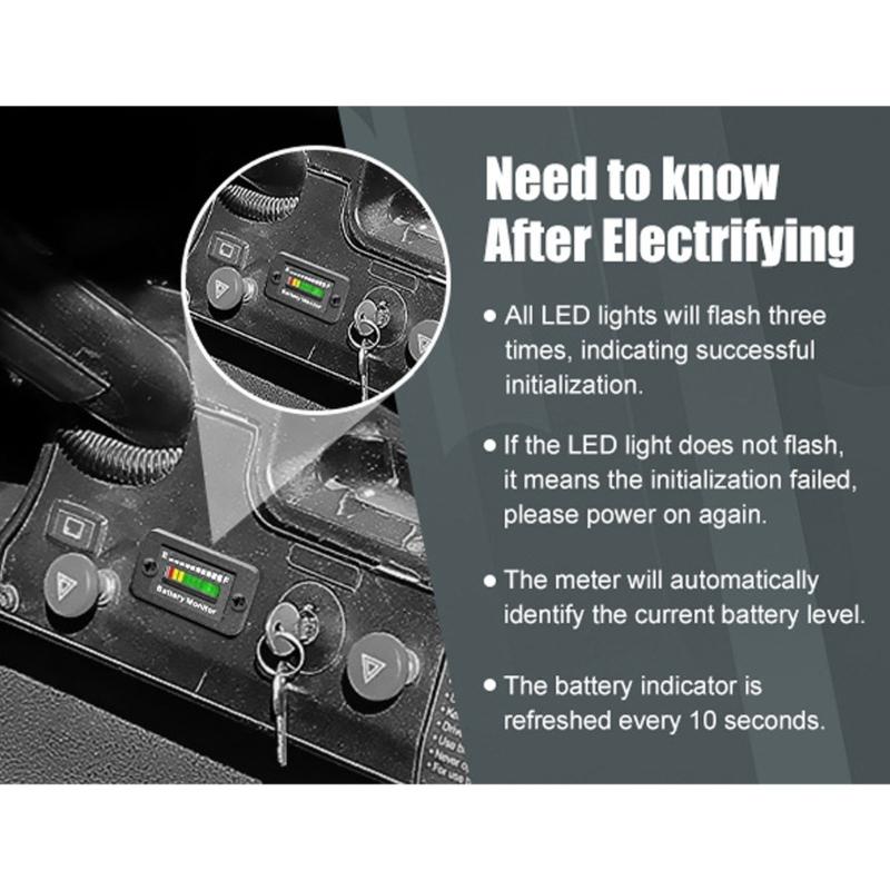Golf Cart Battery Meter Leads Acid Voltages Indicator with LED Display Waterproof Battery Monitor Voltages Display