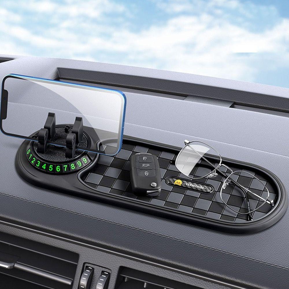 Rotatable Car Dashboard Phone Holder Anti Slip Anti slip Phone Pad Parking Number Plate  Keys