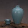 Song Dynasty Style Blue Glaze Tripod Plum Vase with Lid – Authentic-Looking Collectible Display Piece