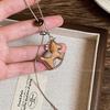 Retro Wooden Pony Pendant Necklace Women's Autumn and Winter Light Luxury High-end Long Sweater Chain Natal Year
