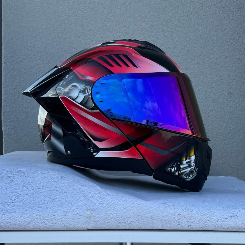 Flip-Up Motorcycle Helmet With Dual Visors ABS Full Face Men Women Scooter Riders