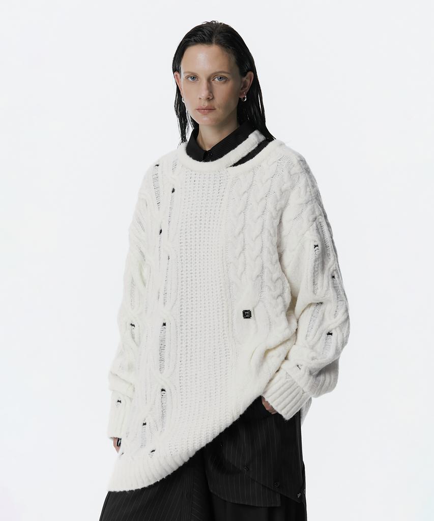 Teulimingbeodeu Mixed Cable Knit Pullover [ Ivory ]