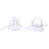 6 Style White Romantic Bowknot Burlap Wedding Ceremony Party Rose Flower Basket