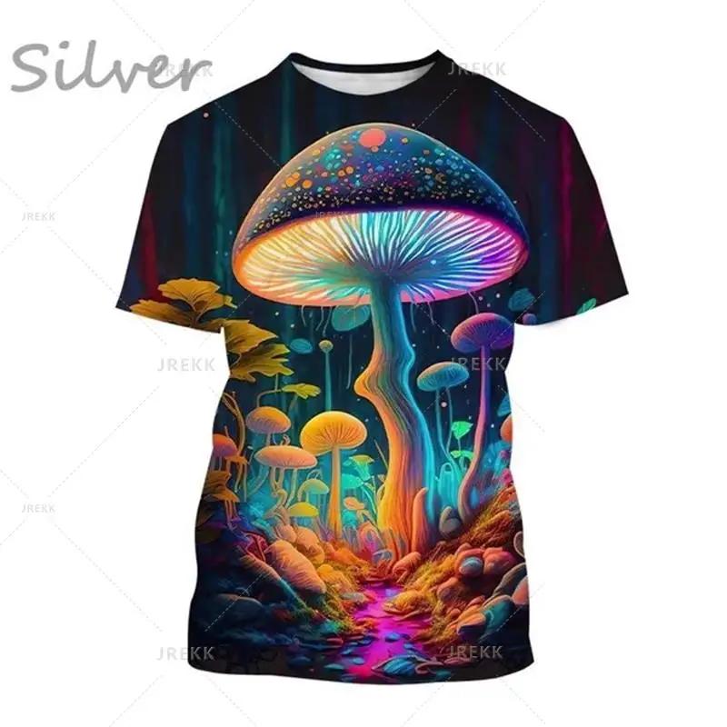 Mushroom 3D Printed T Shirt Plant Pattern Round Neck Short Sleeve Forest Fashion Casual Unisex Tops Tshirt High Quality T Shirt