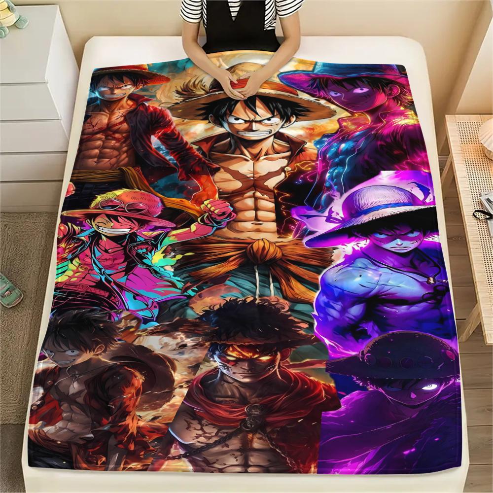 1Pc Luffy Print Flannel Blanket, High quality Comfortable for All Seasons, Home Decor, Warmth and Comfort, Perfect for Gifts