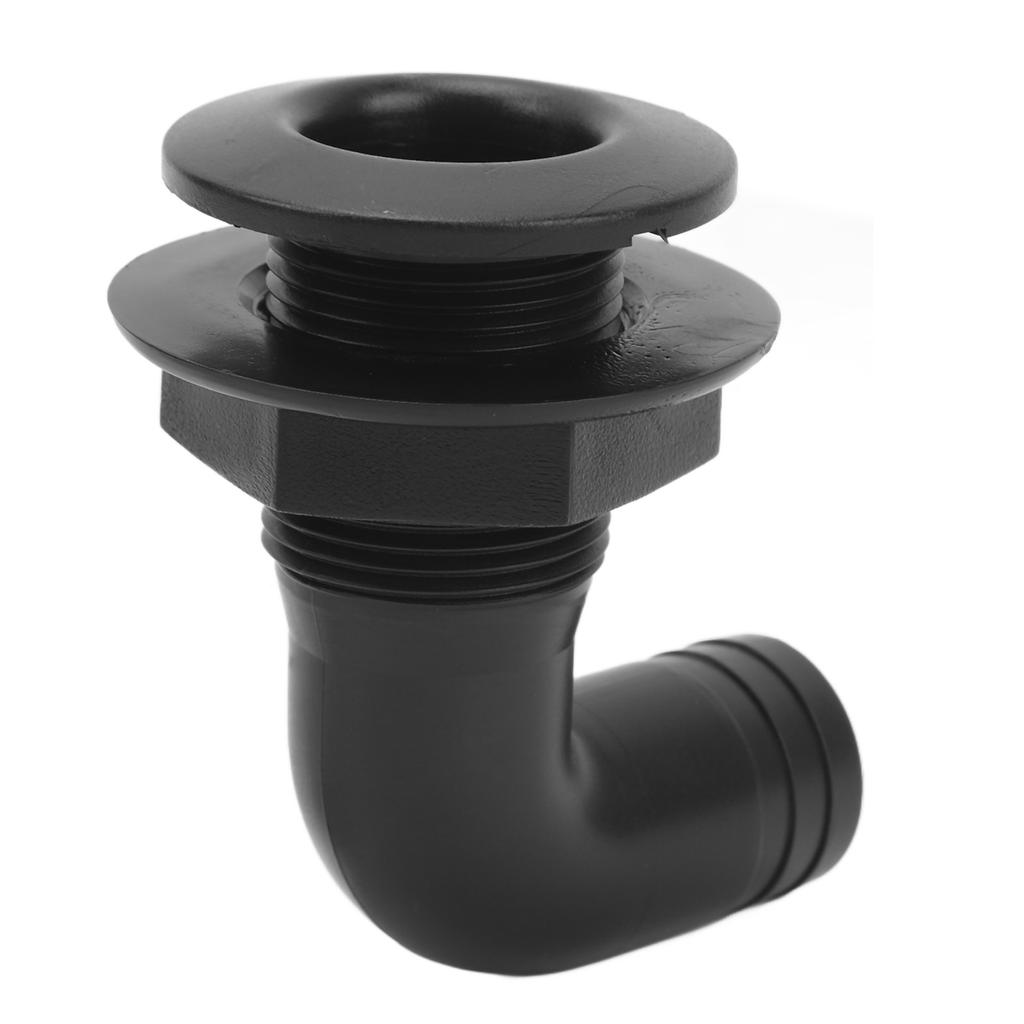 Marine Thru Hull Connector Leakproof Ergonomic Reliable Rugged 90 Degrees  Thru Hull Fitting for Yacht Boats Black