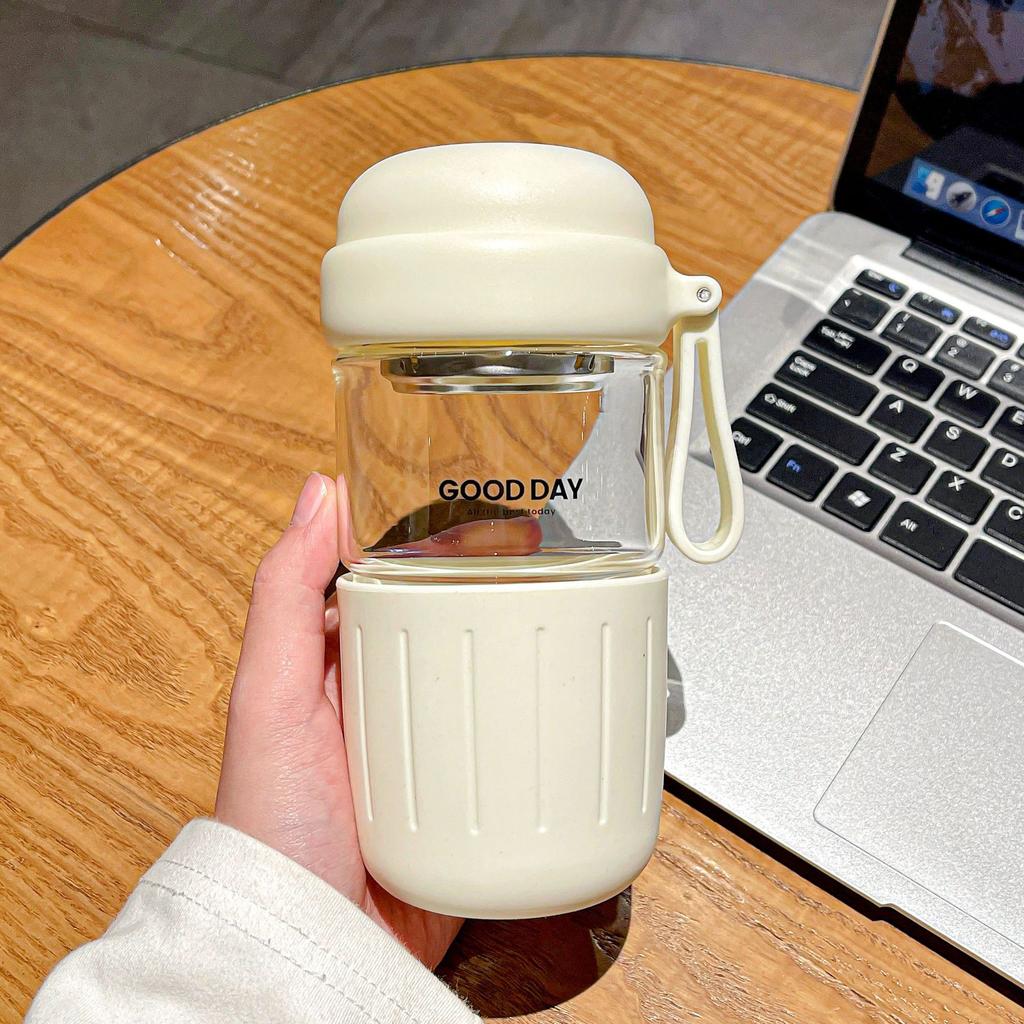 Glass Cup for Women  Tea Cup for Men  High Borosilicate Glass Water Cup  High Temperature Resistant with Cup Sleeve Heat Insulated and Anti Scalding