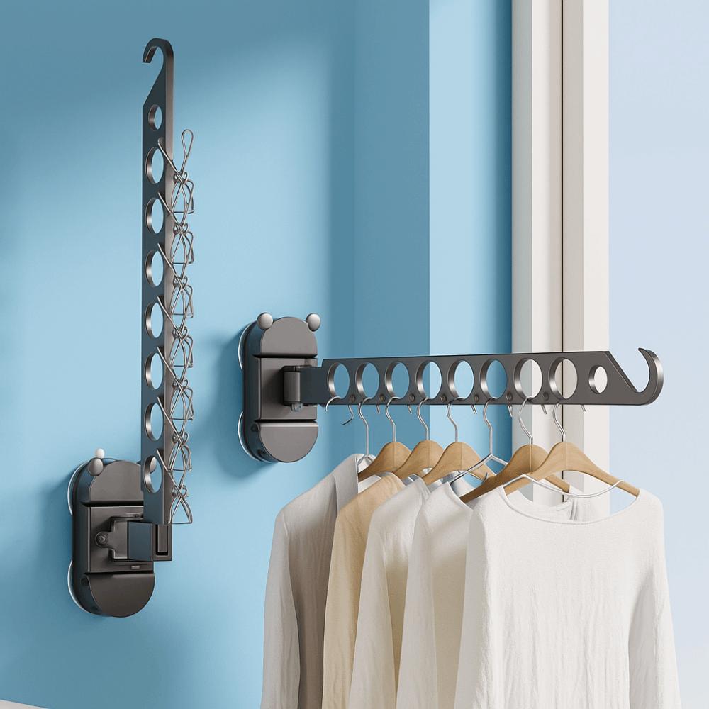 Wall Mounted Folding Drying Rack Space Aluminum Clothing Organizer  Bathroom