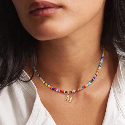 Bohemian Beaded Letter Necklace for Women