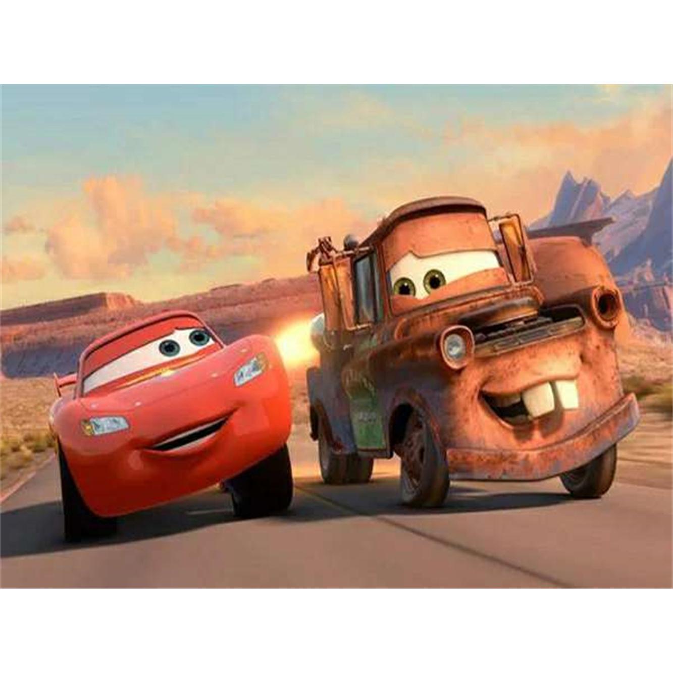Disney Cartoon Auto Bastelset Quadratisches Puzzle Künstliche Diamantmalerei 5D Kunst Mosaik Stich Dekor Haus Pixel Raum Zuhause Groß Round 50x70cm