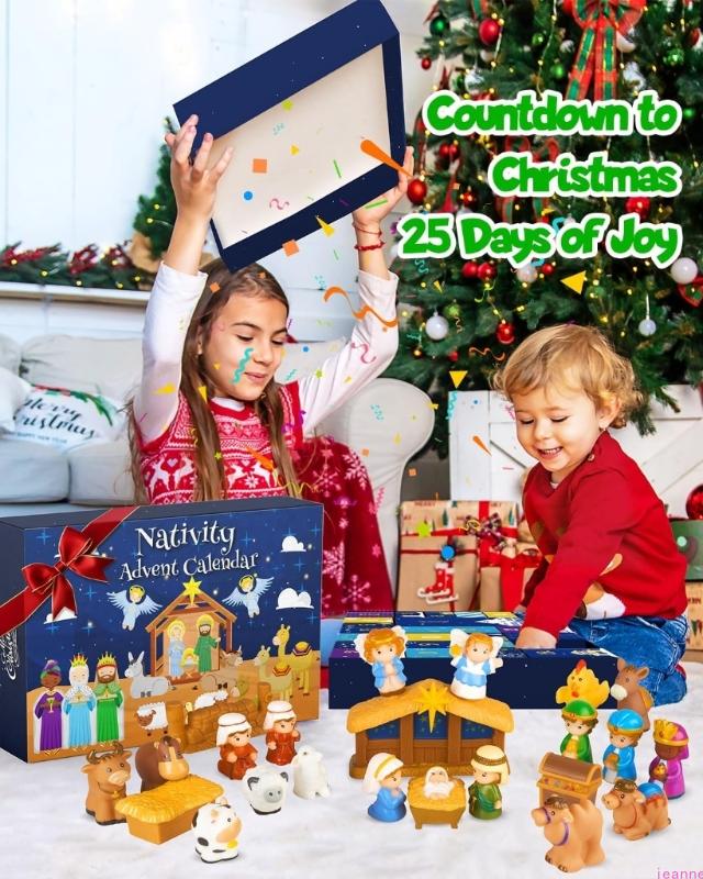 Nativity Advent Calendar 2025 Kids, Christmas Story Nativity Playset Christian Advent Calendar for  Kids, Boys, Girls
