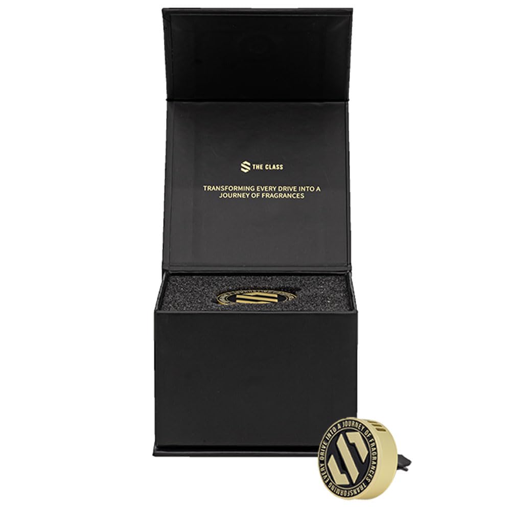 

THE CLASS PREMIUM CAR VENT CLIP DIFFUSER Premium Air Freshener with a Sophisticated Metal Design and a Pleasant Daisy Scent in Champagne Perfect for