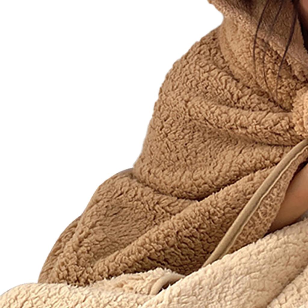 Winter Throw Blanket Cloak With Hood Thick Soft Plush Warm Wearable Blanket for Children and Adults