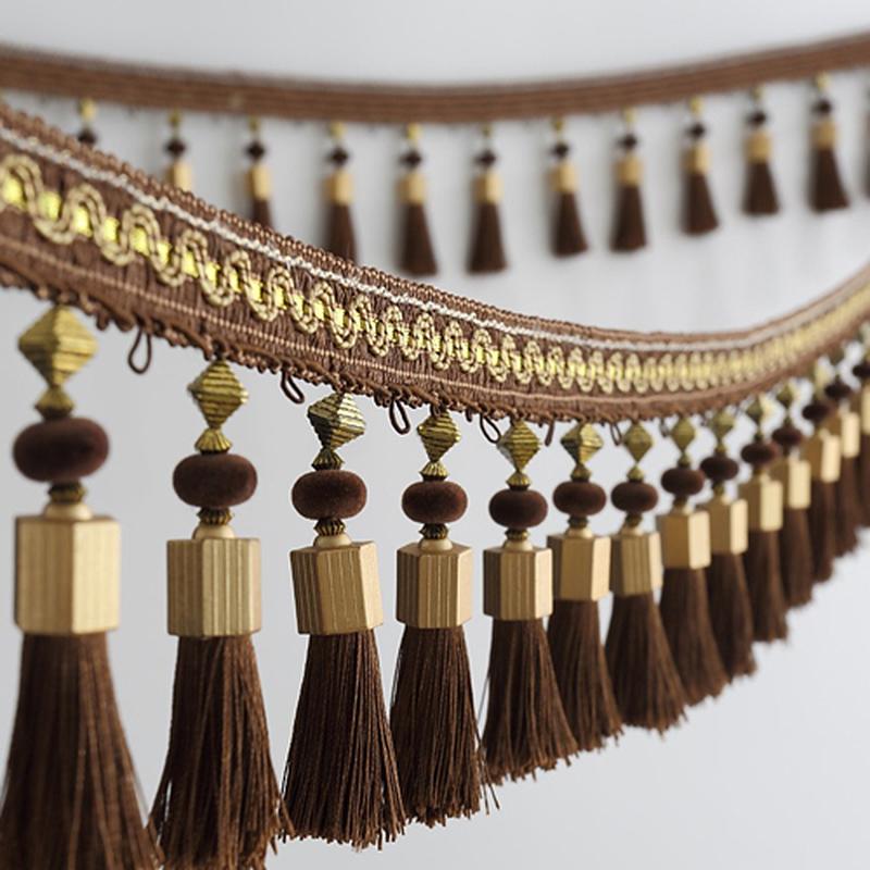 1M Tassel Beaded Fringe Trim Sewing Lace Crafts Trimmings Edging Curtain Accessories Pendant Cushion Table Upholstery Sofa Decor