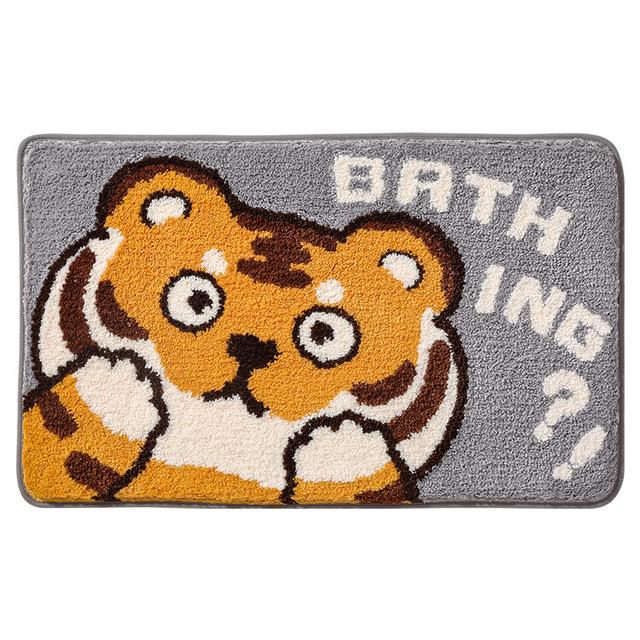 Tiger Absorbent Bathroom Door Entrance Mat Cartoon Bath Rug Bathroom Non -Slip Toilet Mat Entrance Children 'S Room Carpet 
