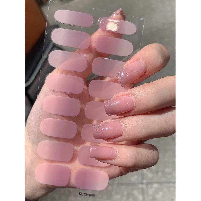 Gradient Color Nail Stickers Simple Waterproof Nail Sticker Semi-Cured Gel Nail Stickers Full Cover Self-Adhesive Manicure Patch