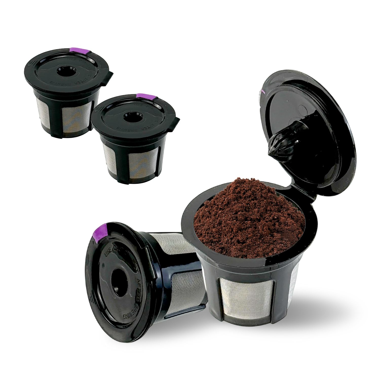 

EKIND Reusable K-Cup Coffee Filters, Compatible with K-Cup 1.0, 2.0, and MiniPlus Series Refill Pods, Set of 4, Black