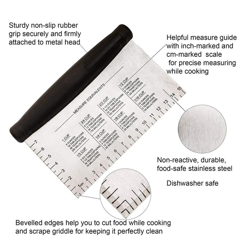 Bench Scraper Kitchen Food Scraper Square Bread Dough Cutter With Scale Pastry Cutter Tool Baking Tool For Bakers Cooking Pizza