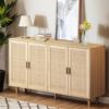 158CM Elegant and Functional 4-Door Rattan Decorative Storage Cabinet,for Bedroom,Living Room,Office