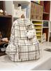 Schoolbag Soft Mist Milk Blues Healing Textured Plaid Middle School Backpack Women's Milk Huhu Sweet Soft Sister Travel Small Backpack