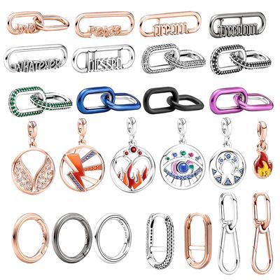 Sterling Silver ME Single Link Charm for Fashion Brand Bracelets DIY Women Birthday Jewelry Gift