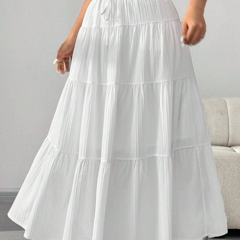 

2025 Summer New Arrival Women s Clothing Fashion Wear White Skirt High Waist Gentle K-style Long Long Dress Skirt White L