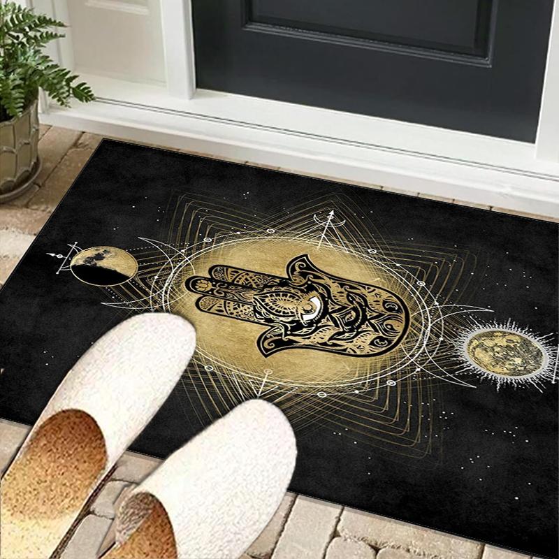 Colorful Hamsa Mandala Pattern Office Rug Chair Mat, Entryway Carpet, Suitable for Front Door, Bedroom, Living Room, Desk, Holiday Gift