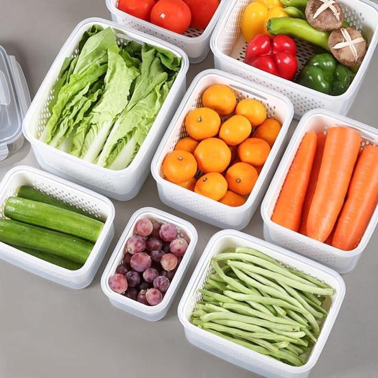 Food Storage Box for Fridge Fruit Storage Container with Removable Colander Leakproof Produce