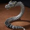 Chic Dragons Motifs Copper Bangle Stylish Antique Silver Dragons Bracelet Adornment for Fashion Forward Individuals