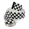 Belt with Ring Buckle Soft Canvas Plaid Rainbow Pattern Belt for Wedding