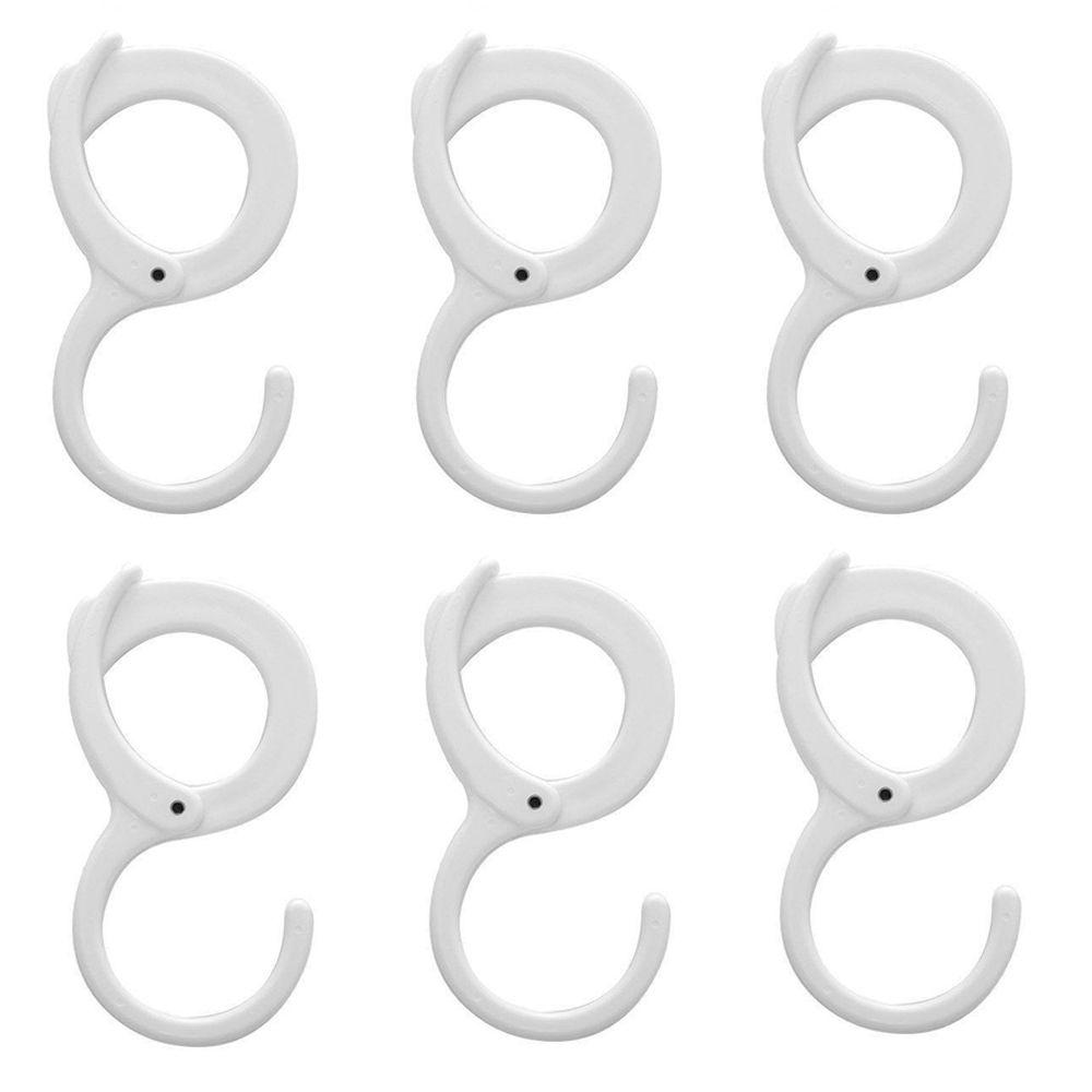 

Household Coat Hat Tie Storage Wardrobe Closet Punch-Free S-Hook Storage Rack Snap Ring Lock Hook 6pcs