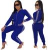 European & American Fashion Casual Printed Splicing Two-Piece Suit