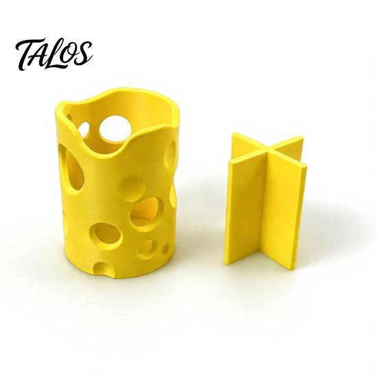 Talos 3D Printed Cheese Pen Holder, Large Capacity Desktop Organizer with Smooth Edges And Removable Dividers, Stationery Storage Box for Pens Pencils