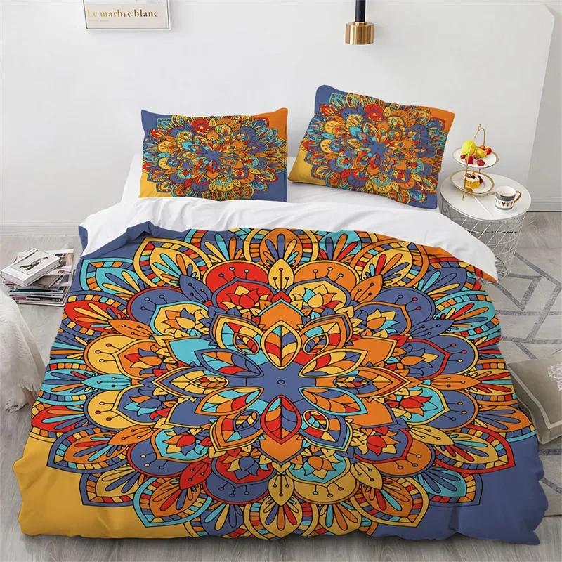 Mandala Duvet Cover Bohemia Floral Bedding Set Microfiber Exotic Flower Comforter Cover King Queen For Girls Adult Room Decor