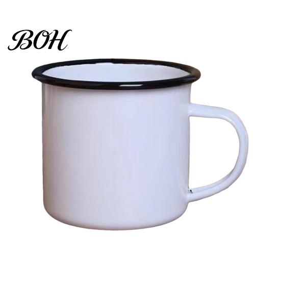 Durable Steel Water Cup Enamel Coffee Mug with Handle, Retro Style Cup, Smooth Lead Free Drinking Vessel Surface Portable for Hot Tea And Milk Outdoor