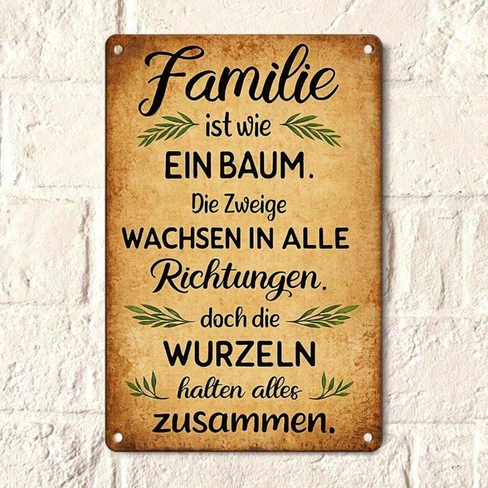 1pc Vintage Metal Tin Sign Familie Ist Wie Ein Baum German Quote Wall Decor 12x8 Inch Retro Plaque