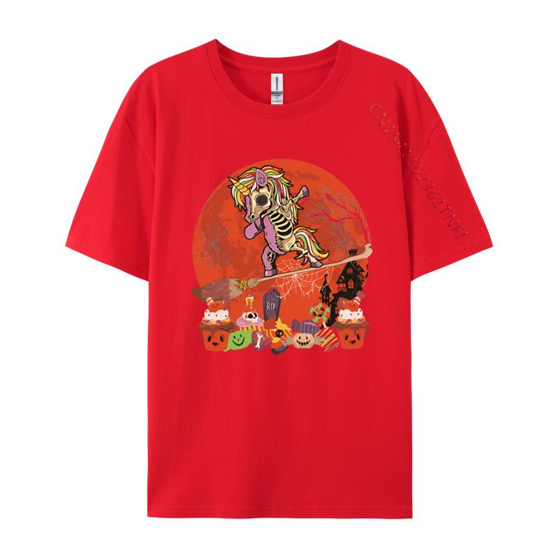 Halloween Unicorn Costume Skeleton Tshirt Pure Cotton High Street Tops T Shirt Casual Tee Shirts Man