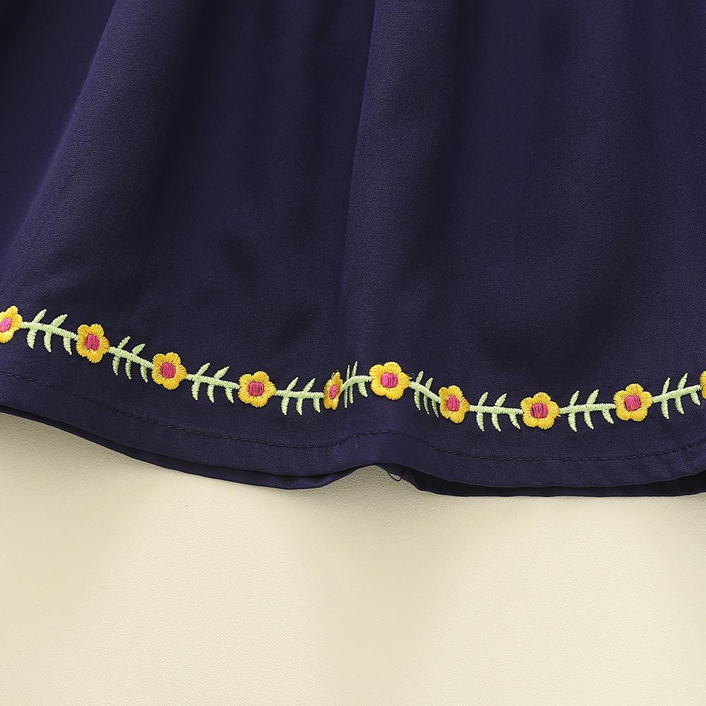 Korean Style Embroidered Girls' Summer Skirt Dress - Cute, Casual, Short-Sleeved Children's Clothing