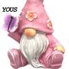 Resin Dwarf Figurines for Patio Balcony Halloween Gnome Statue, Spring Butterfly Bird Flower Decorative Desktop Accents Home Figurine Garden