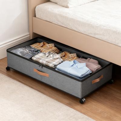 Under Bed Storage Bag with Wheels Lid Quilt Bags Wardrobe Clothes Organizer Storage Box Dustproof Organizer Large Capacity
