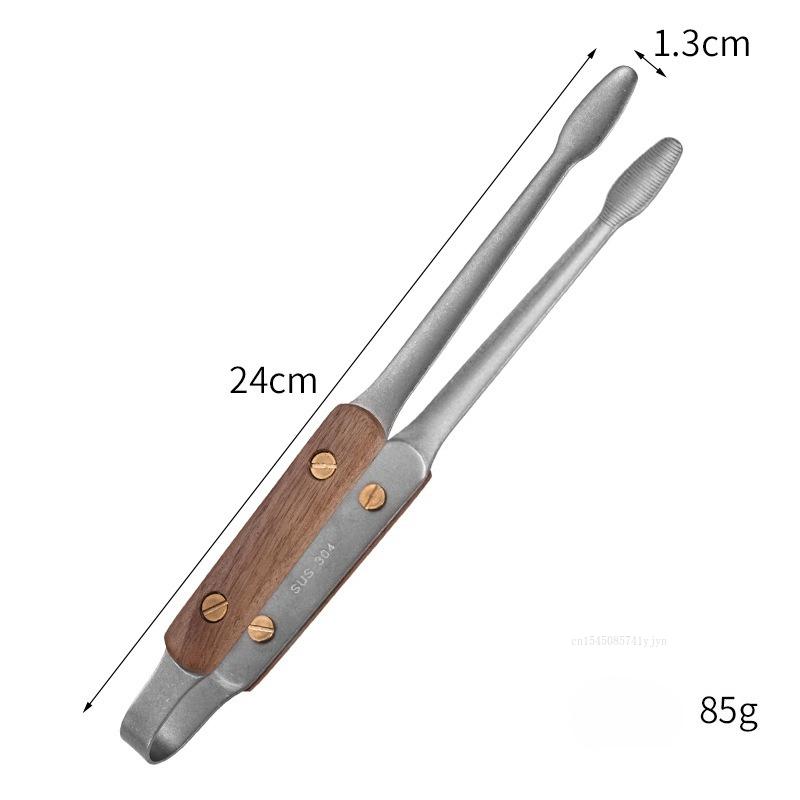 Walnut Stainless Steel Food Anti-scalding Food Clip Food Tongs Meat Salad Bread Serving Tongs for Barbecue Cooking Utensils