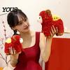 Polyester Fiber Hanging Ornament Red Sheep Doll with Chinese Knot Tassel, 2027 New Year Cute Three Dimensional Fluffy Plush Lamb, Lifelike Detail