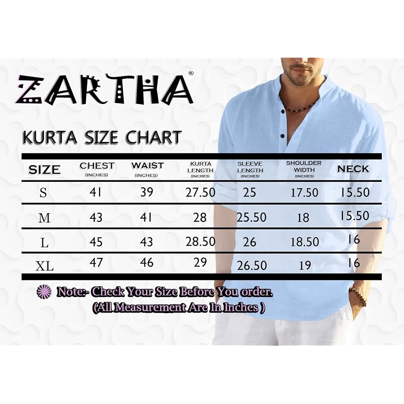 Zartha Men' Cotton Blend Casual Kurta Shirt Light Yellow