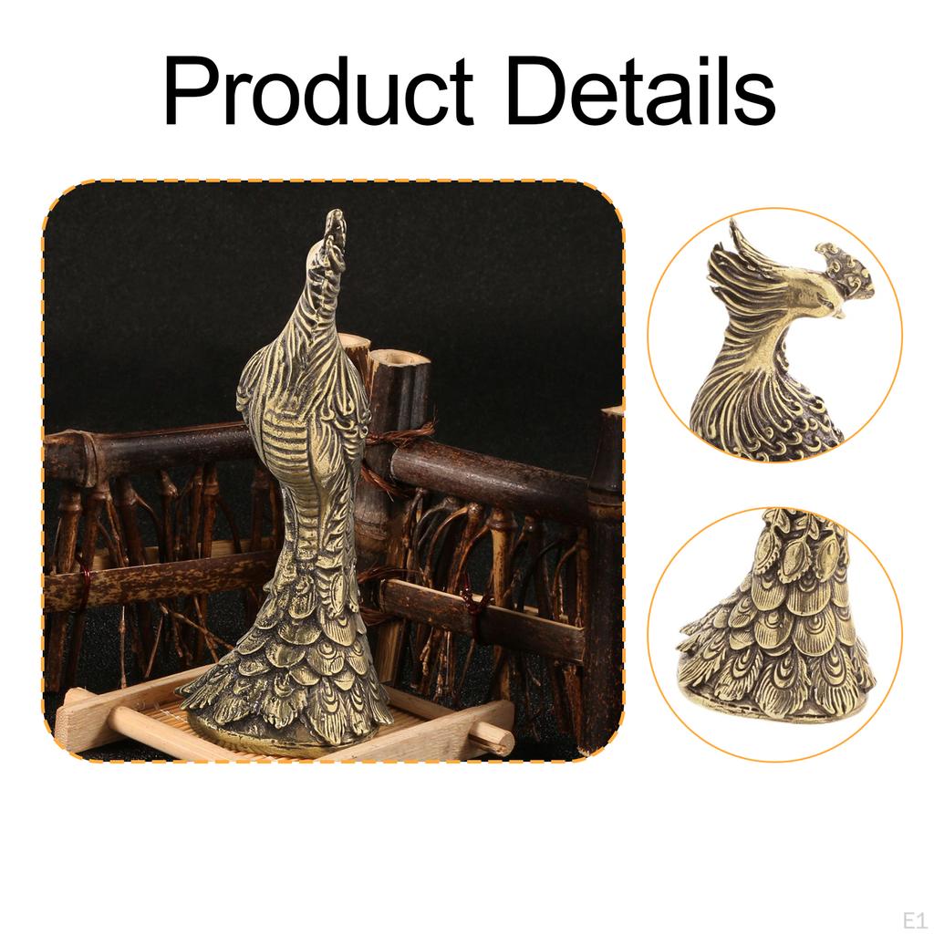 Brass Peacock Statue Desktop Ornament, Retro Craft Wealth Decor, Good Fortune Lucky Figurine for