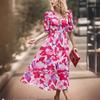 Sommer V-Ausschnitt Bedrucktes Taillen Empire-Kleid