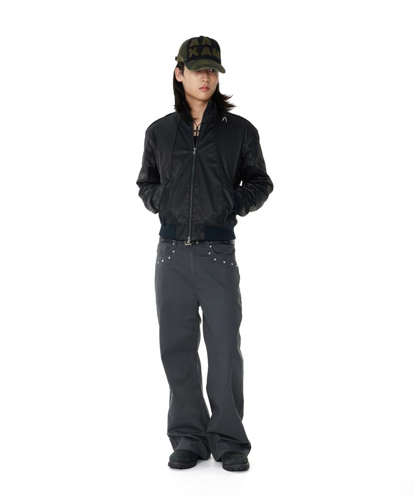Aakam Piping Leather Blouson (Black)