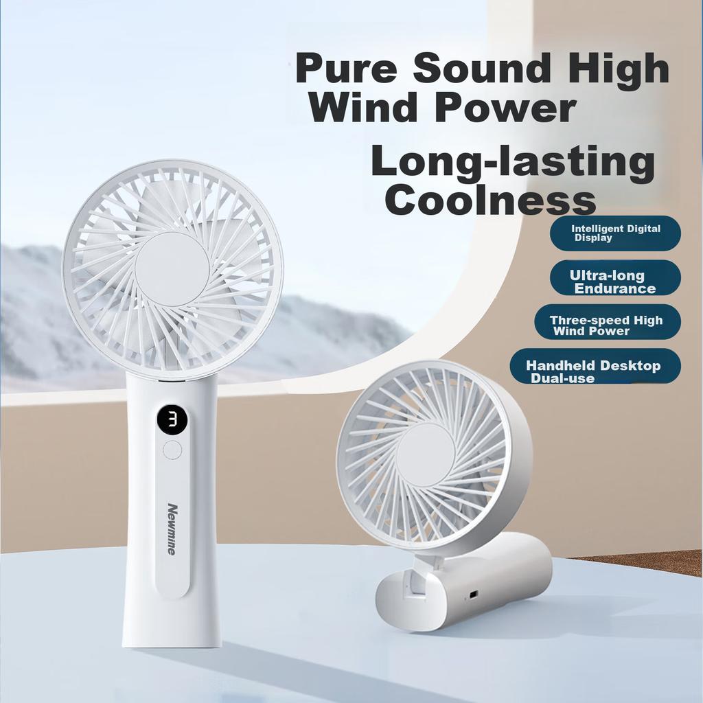 Newmine Handheld Mini Fan, Compact Stand-Up And Foldable Fan, for Office, Type-C, White