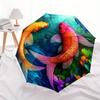 Colorful Koi Fish Pond Wall Art Decor Umbrella, Cute Umbrella with Cute Design, Portable 3-Fold Compact Umbrella for Men & Women, Valentine's Day Moth