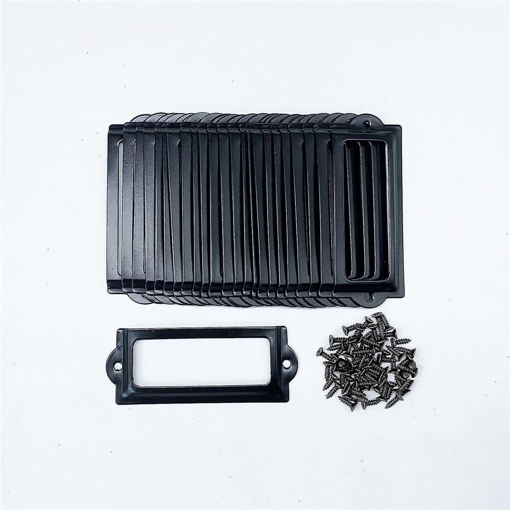 [10 Pack] Black Office Library File Drawer Cabinet Card Tag Label Holder Metal Frame 83mm x 30mm